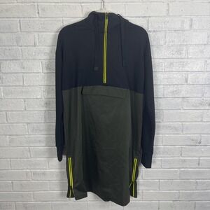 Athleta Radiant Hybrid Dress Womens Tall Size ST Black Olive Colorblock Hooded